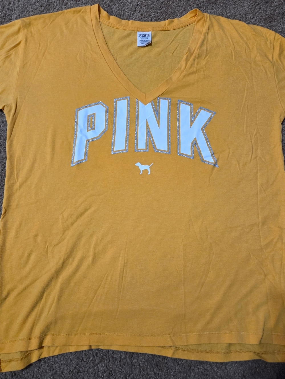 PINK Victoria's Secret Large Oversized Glitter Spellout Vintage Tee